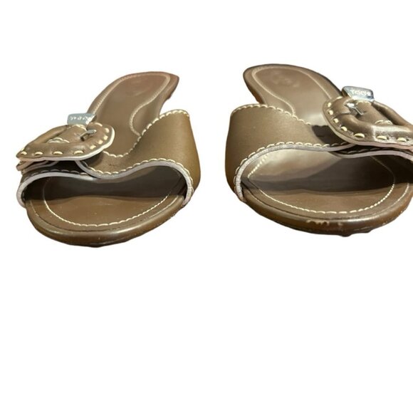 TOD’s Open Toe Kitten Heel Mules in Chestnut Brown Size 7​​​​​ - Picture 5 of 13